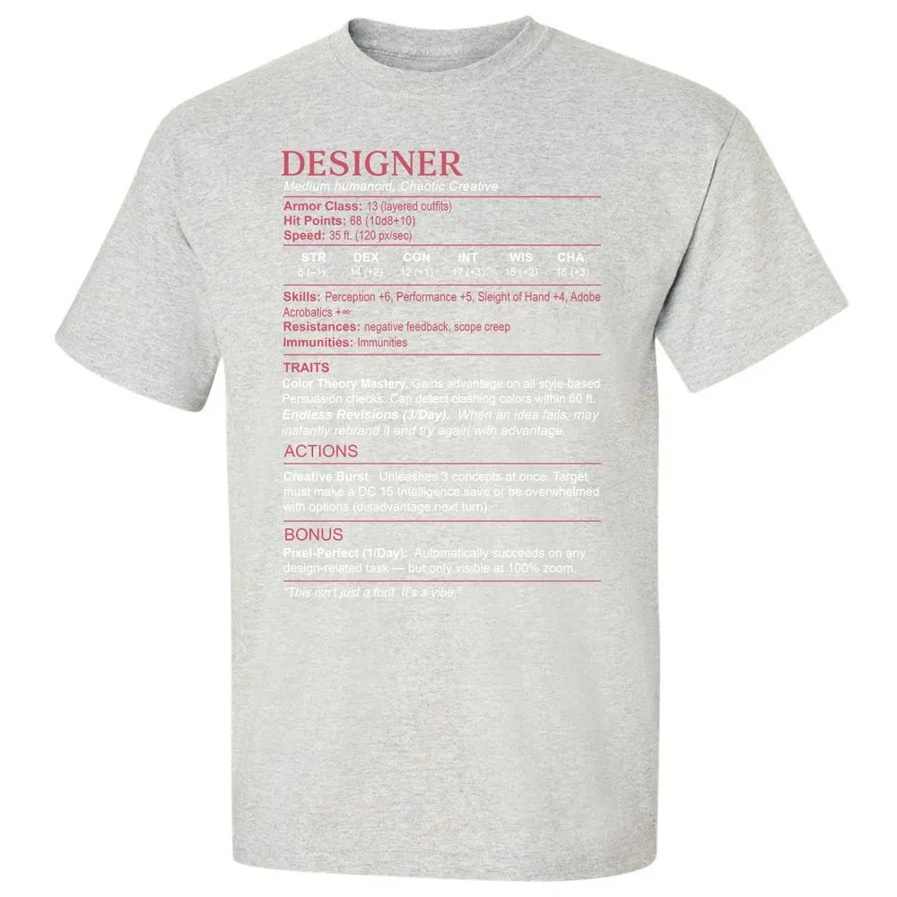 Designer Stats Classic Unisex T-Shirt - Ash - 2