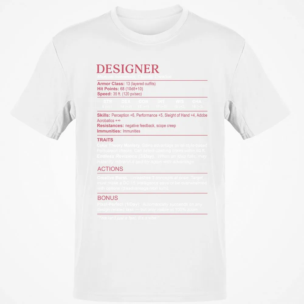Designer Stats Classic Unisex T-Shirt - White - 12