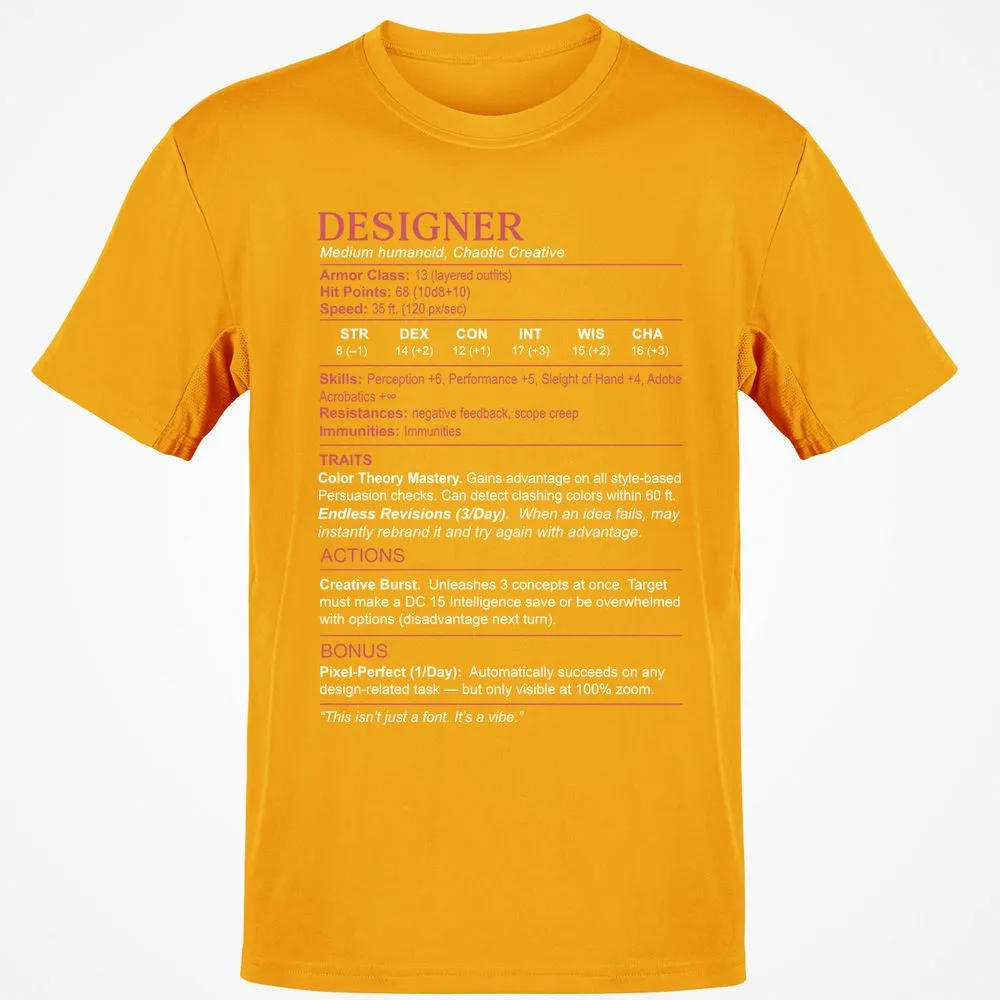Designer Stats Classic Unisex T-Shirt - Gold - 4