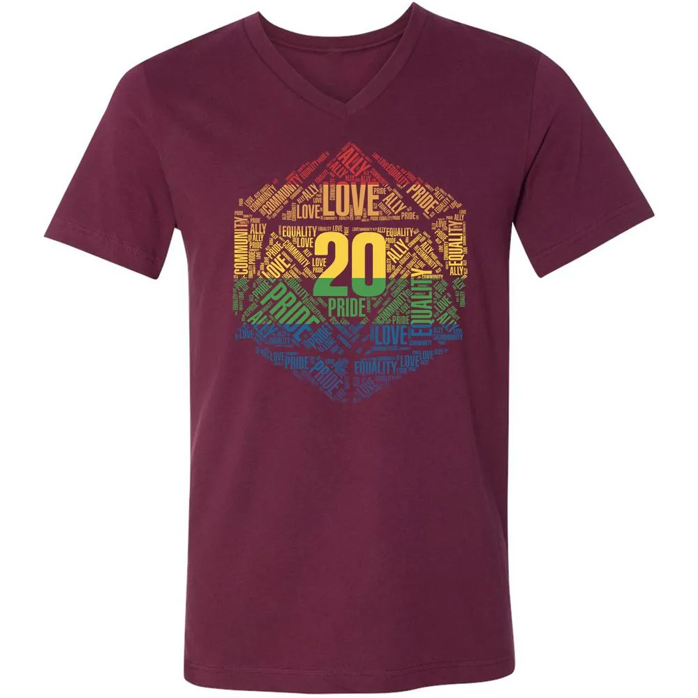 D20 Pride Unisex V-Neck T-Shirt - Maroon - 6