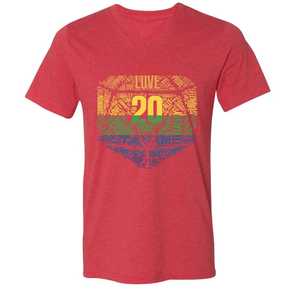 D20 Pride Unisex V-Neck T-Shirt - Heather Red - 16