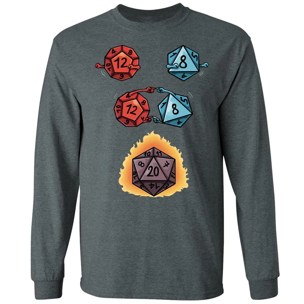 Dice Fusion RPG Long Sleeve T-Shirt - Dark Heather - 15