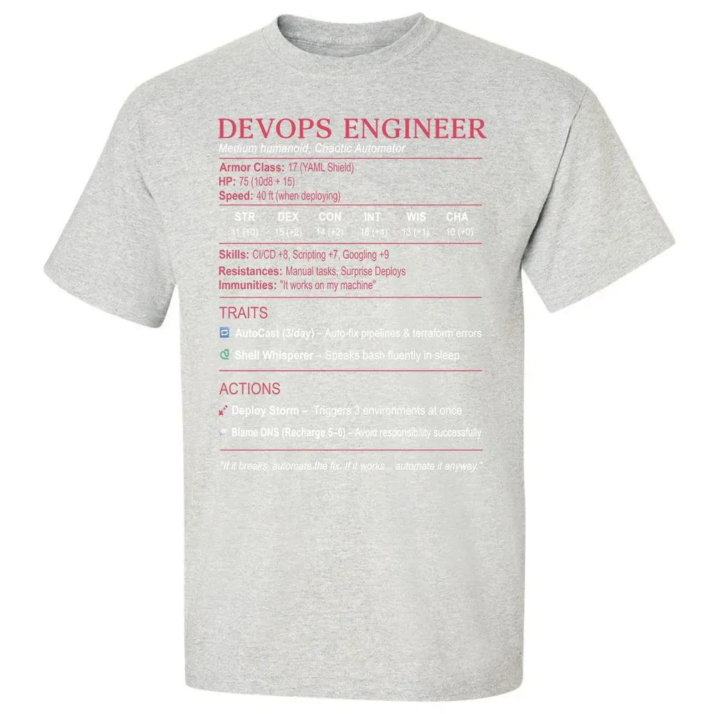 DevOps Engineer Stats Classic Unisex T-Shirt - Ash - 2