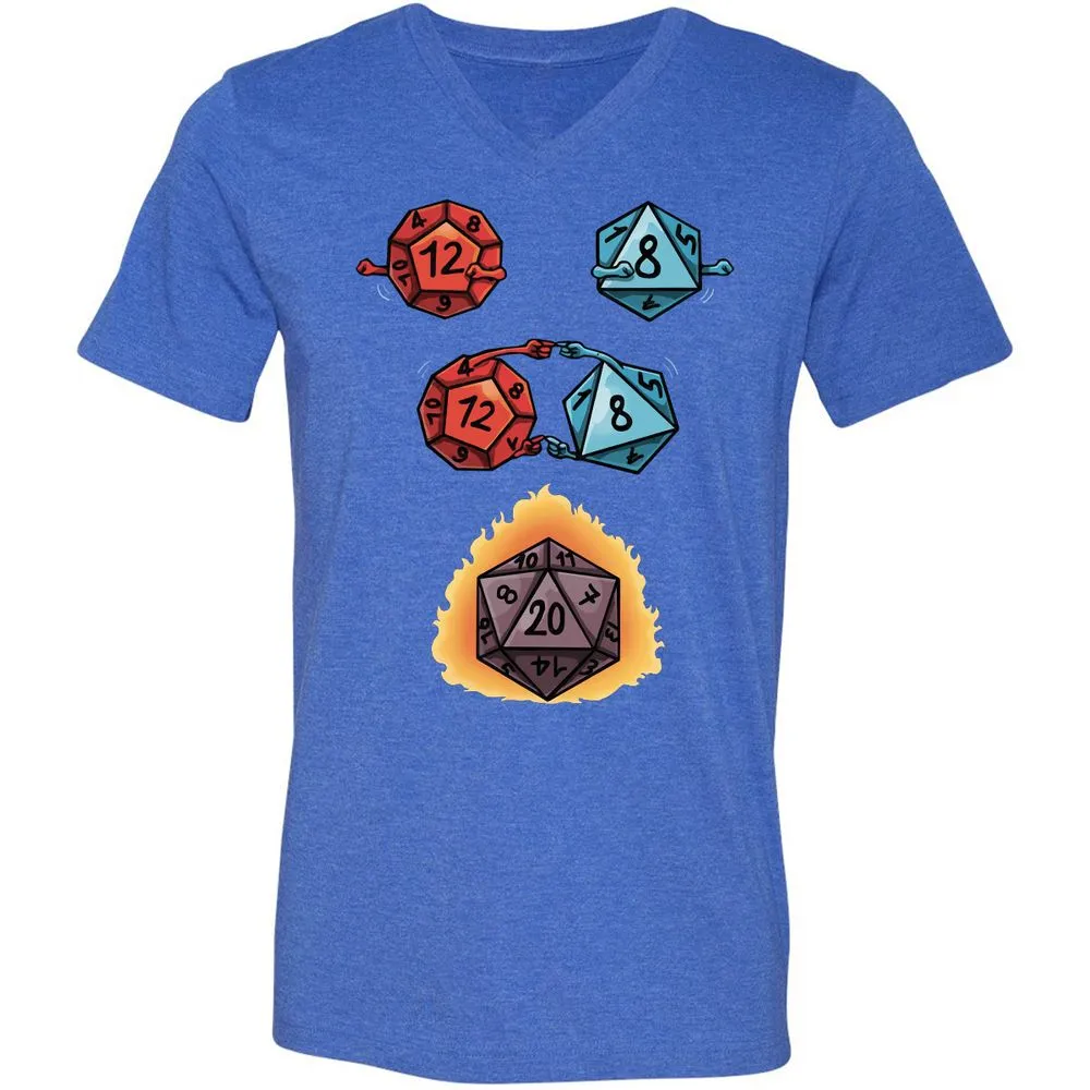 Dice Fusion RPG Unisex V-Neck T-Shirt - Heather True Royal - 14