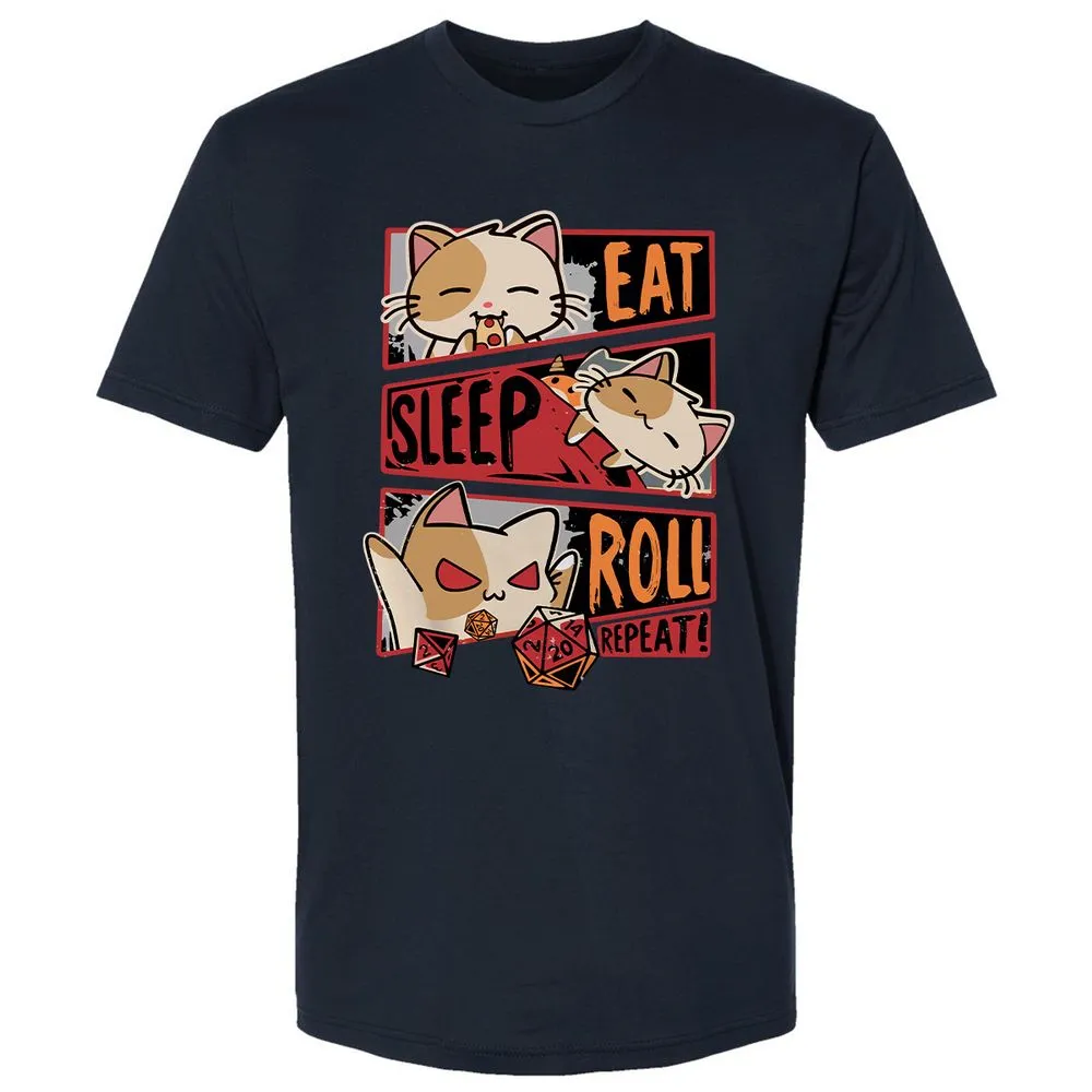 Eat Sleep Roll Repeat Premium Unisex T-Shirt - Midnight Navy - 2