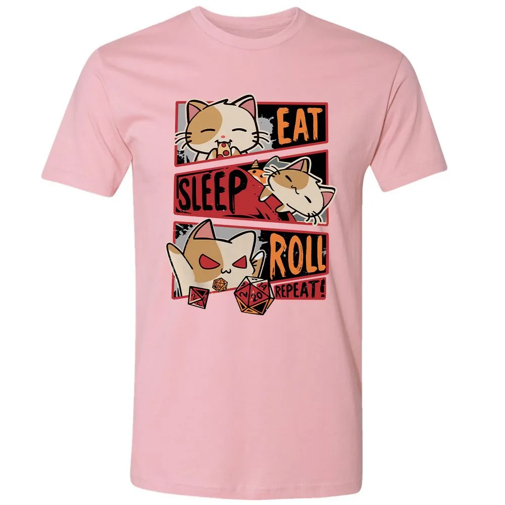 Eat Sleep Roll Repeat Premium Unisex T-Shirt - Light Pink - 3