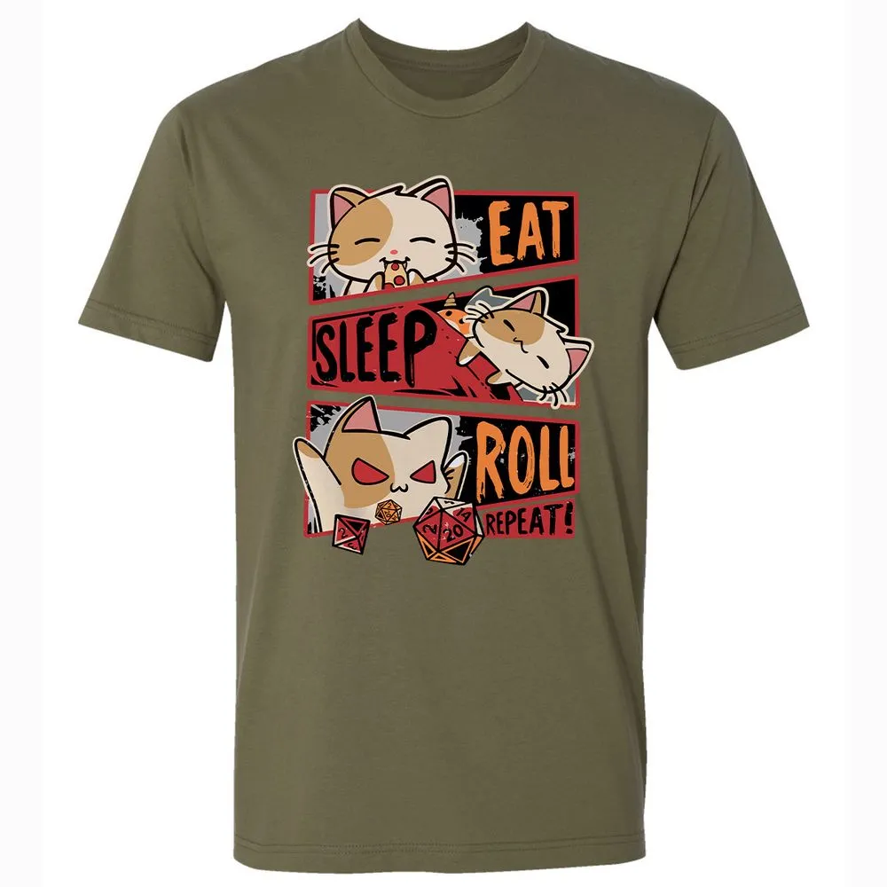 Eat Sleep Roll Repeat Premium Unisex T-Shirt - Military Green - 5