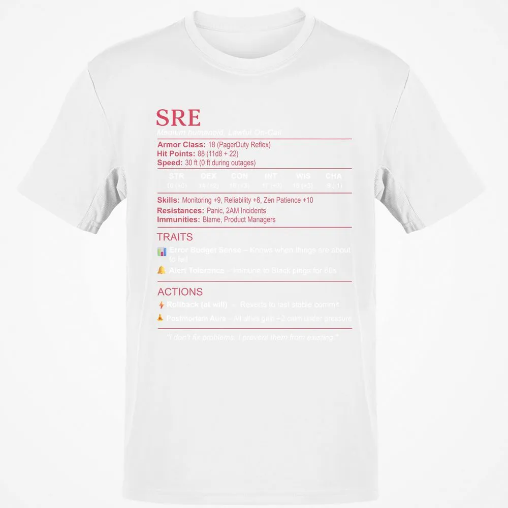 SRE Stats Classic Unisex T-Shirt - White - 12