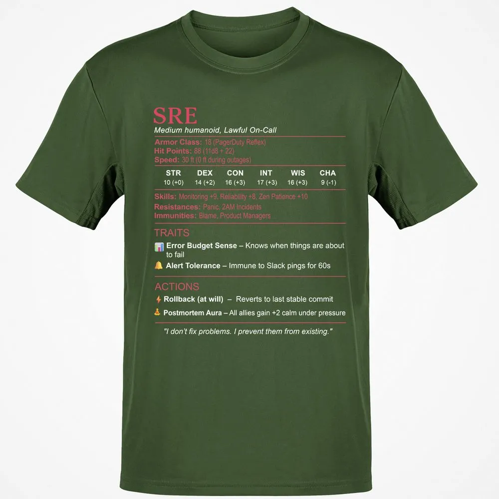 SRE Stats Classic Unisex T-Shirt - Military Green - 6