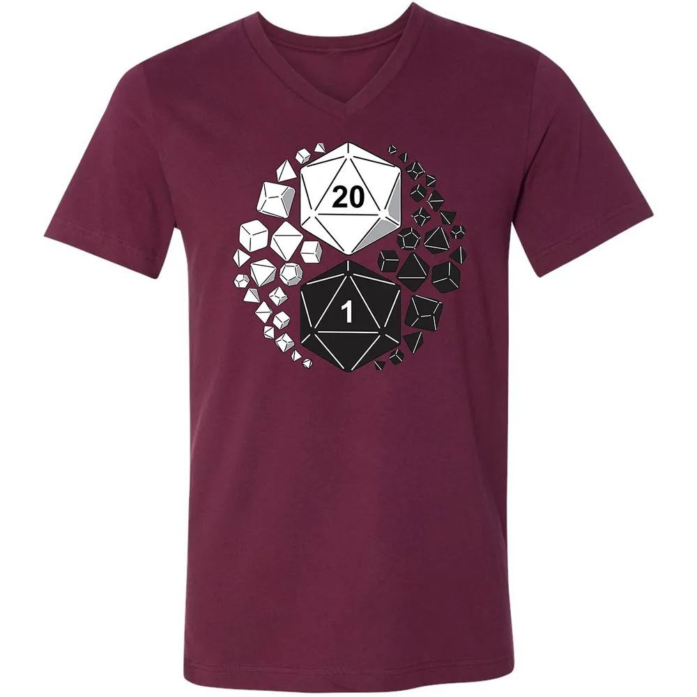 Gaming Yin Yang Unisex V-Neck T-Shirt - Maroon - 6