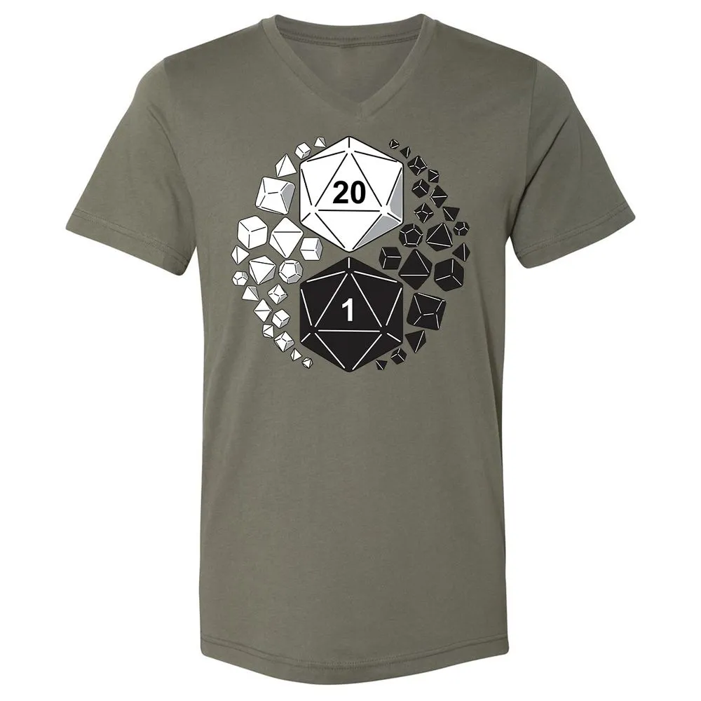 Gaming Yin Yang Unisex V-Neck T-Shirt - Military Green - 10