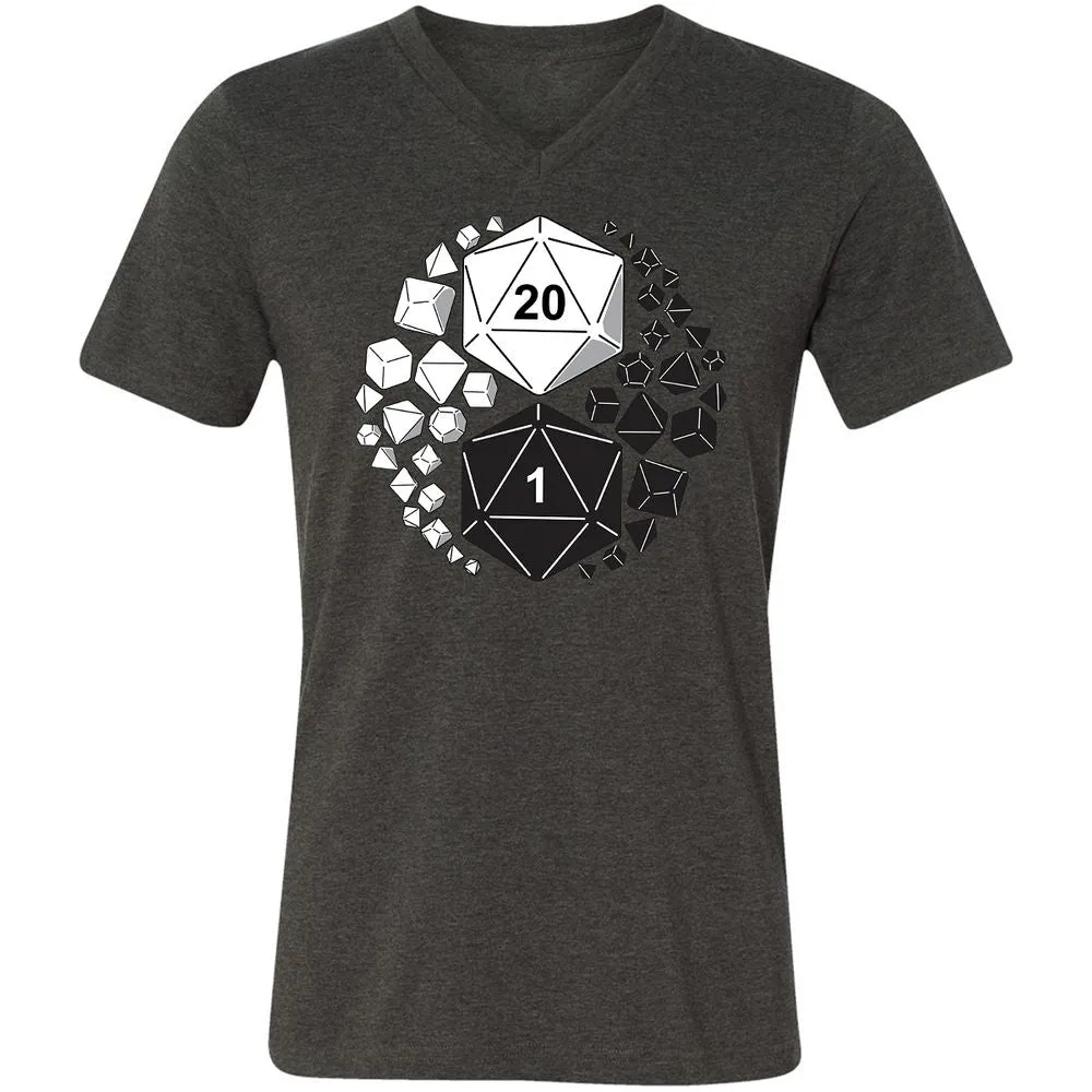 Gaming Yin Yang Unisex V-Neck T-Shirt - Dark Grey Heather - 8