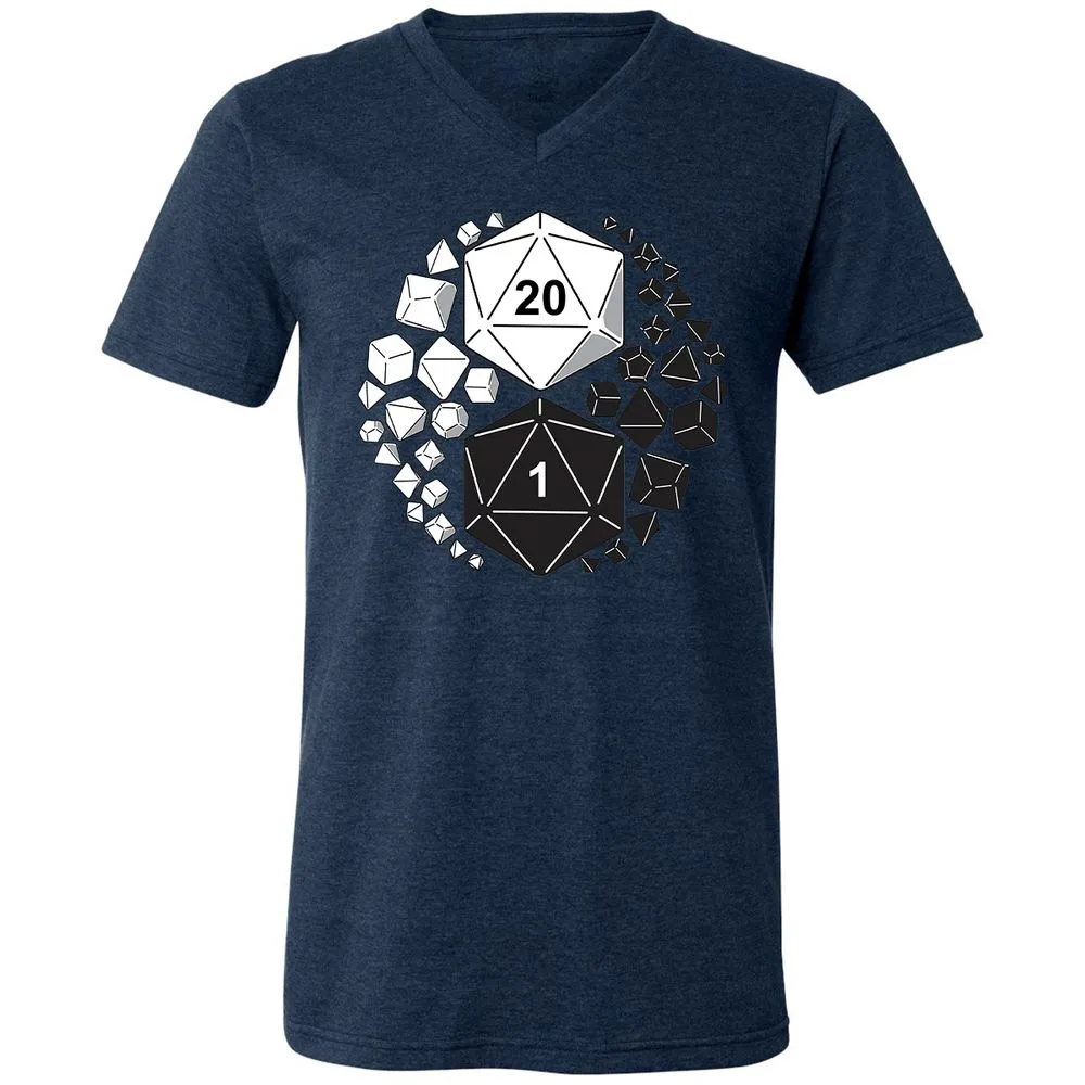 Gaming Yin Yang Unisex V-Neck T-Shirt - Heather Navy - 15