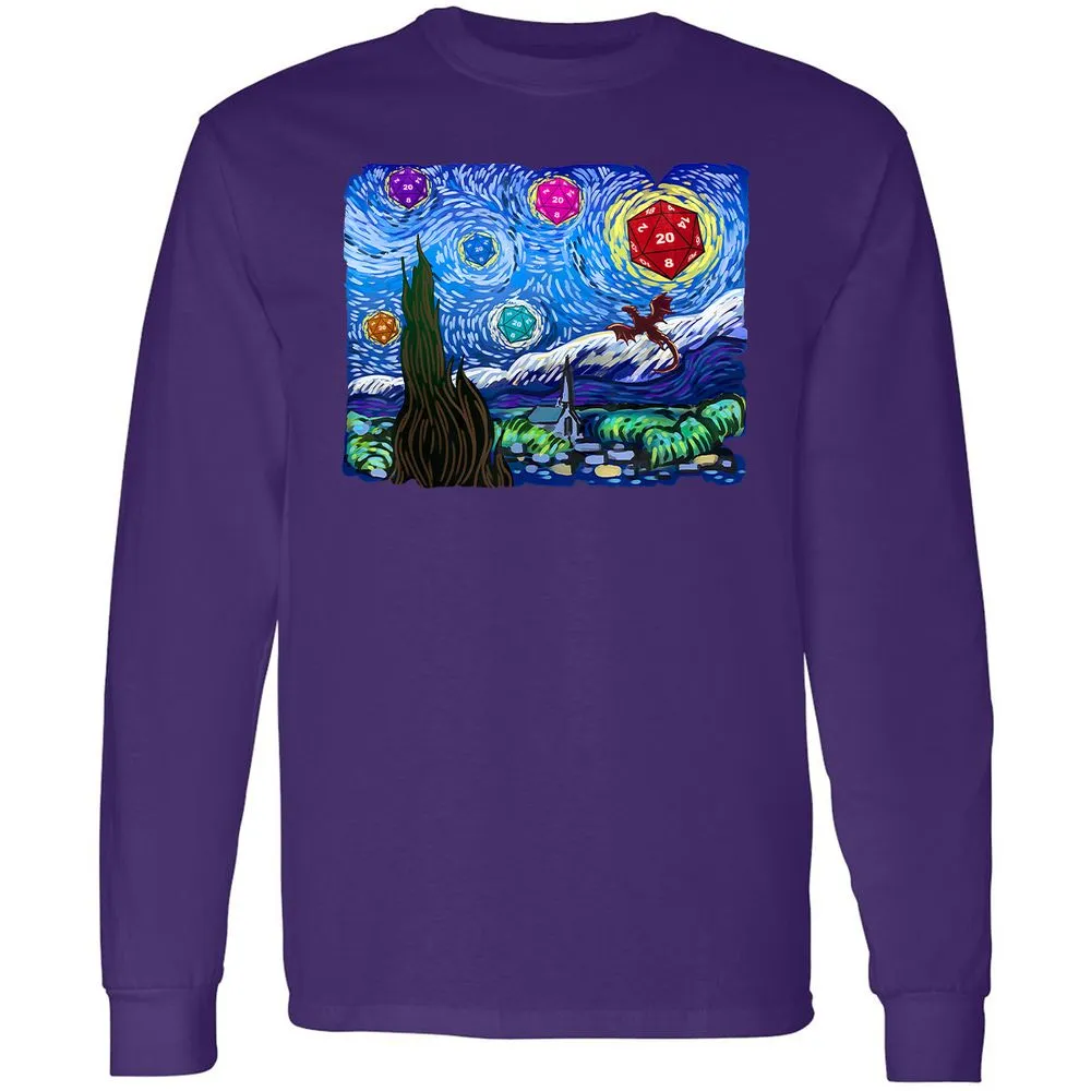 Dragon Starry Night Long Sleeve T-Shirt - Purple - 13