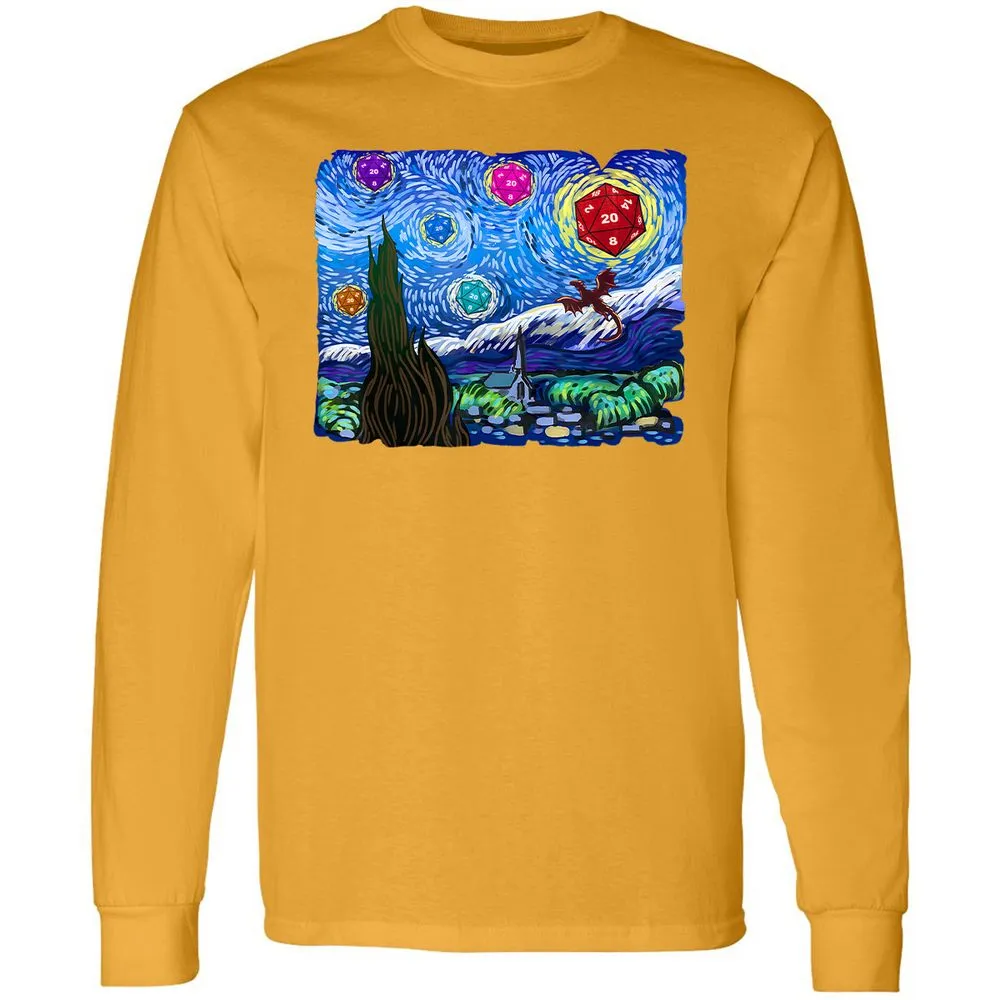 Dragon Starry Night Long Sleeve T-Shirt - Gold - 9