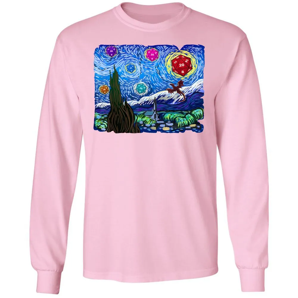 Dragon Starry Night Long Sleeve T-Shirt - Light Pink - 3