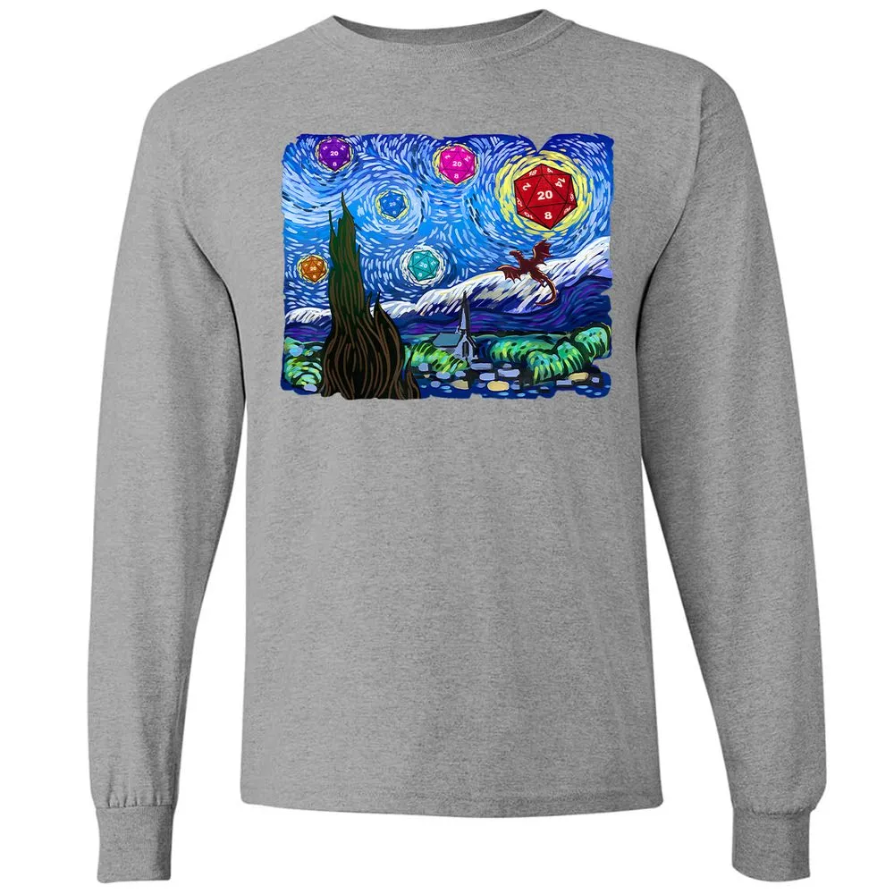 Dragon Starry Night Long Sleeve T-Shirt - Graphite Heather - 6