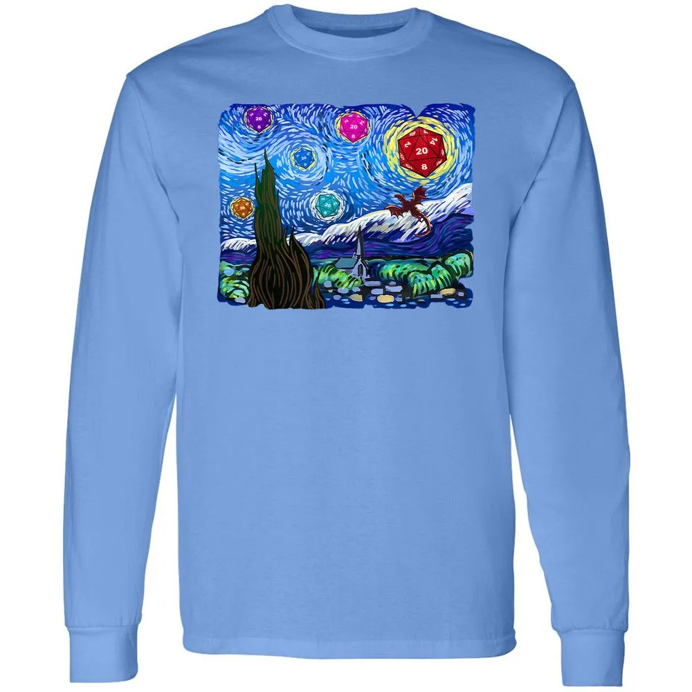 Dragon Starry Night Long Sleeve T-Shirt - Carolina Blue - 12