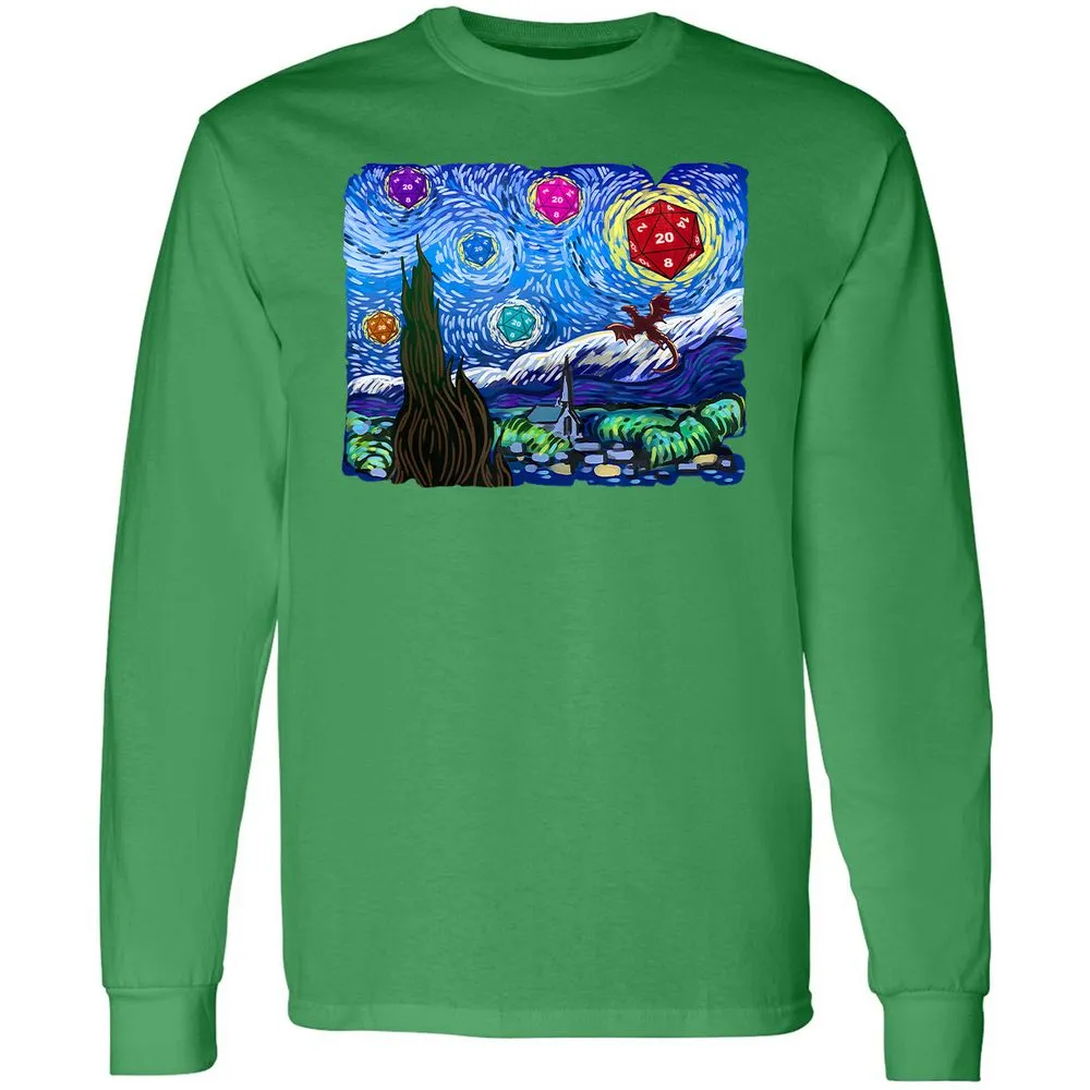 Dragon Starry Night Long Sleeve T-Shirt - Irish Green - 10