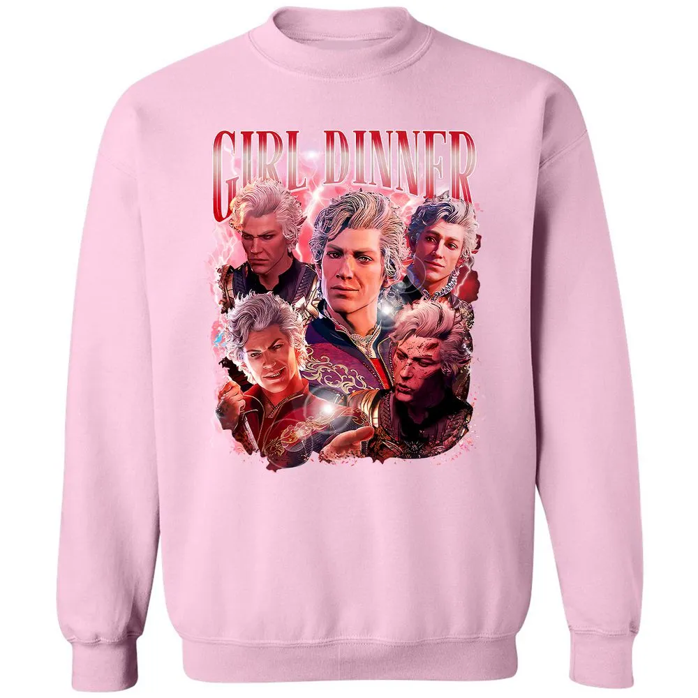 Astarion Girl Dinner Classic Unisex Sweatshirt - Light Pink - 3