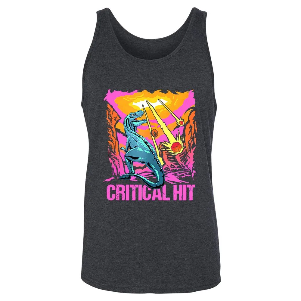Dinosaur Critical Hit Unisex Jersey Tank - Dark Grey Heather - 6