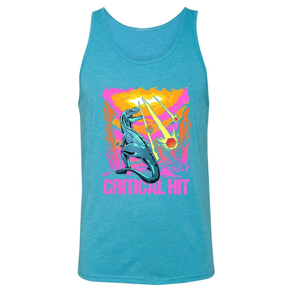 Dinosaur Critical Hit Unisex Jersey Tank - Aqua Triblend - 3