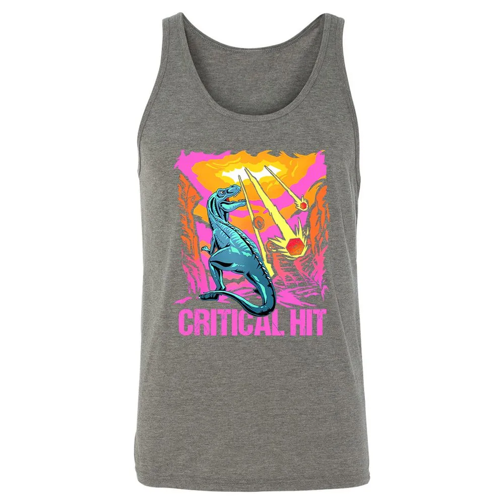 Dinosaur Critical Hit Unisex Jersey Tank - Grey Triblend - 8