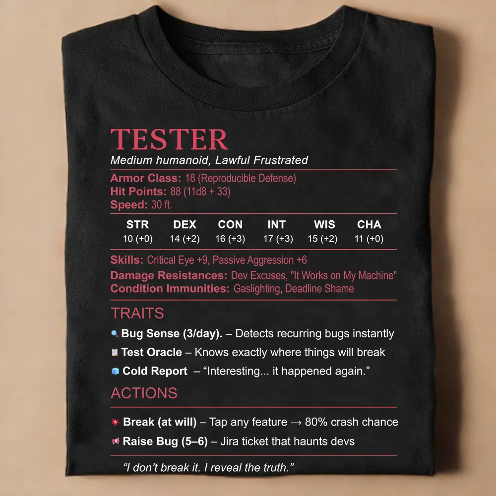 Tester Stats Classic Unisex T-Shirt - 1
