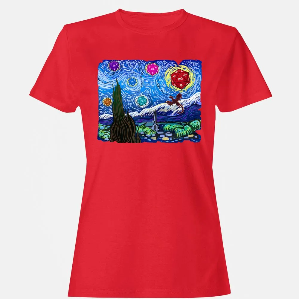 Dragon Starry Night Women's T-Shirt - Red - 13