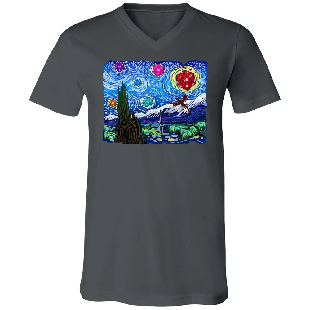 Dragon Starry Night Unisex V-Neck T-Shirt - Asphalt - 12