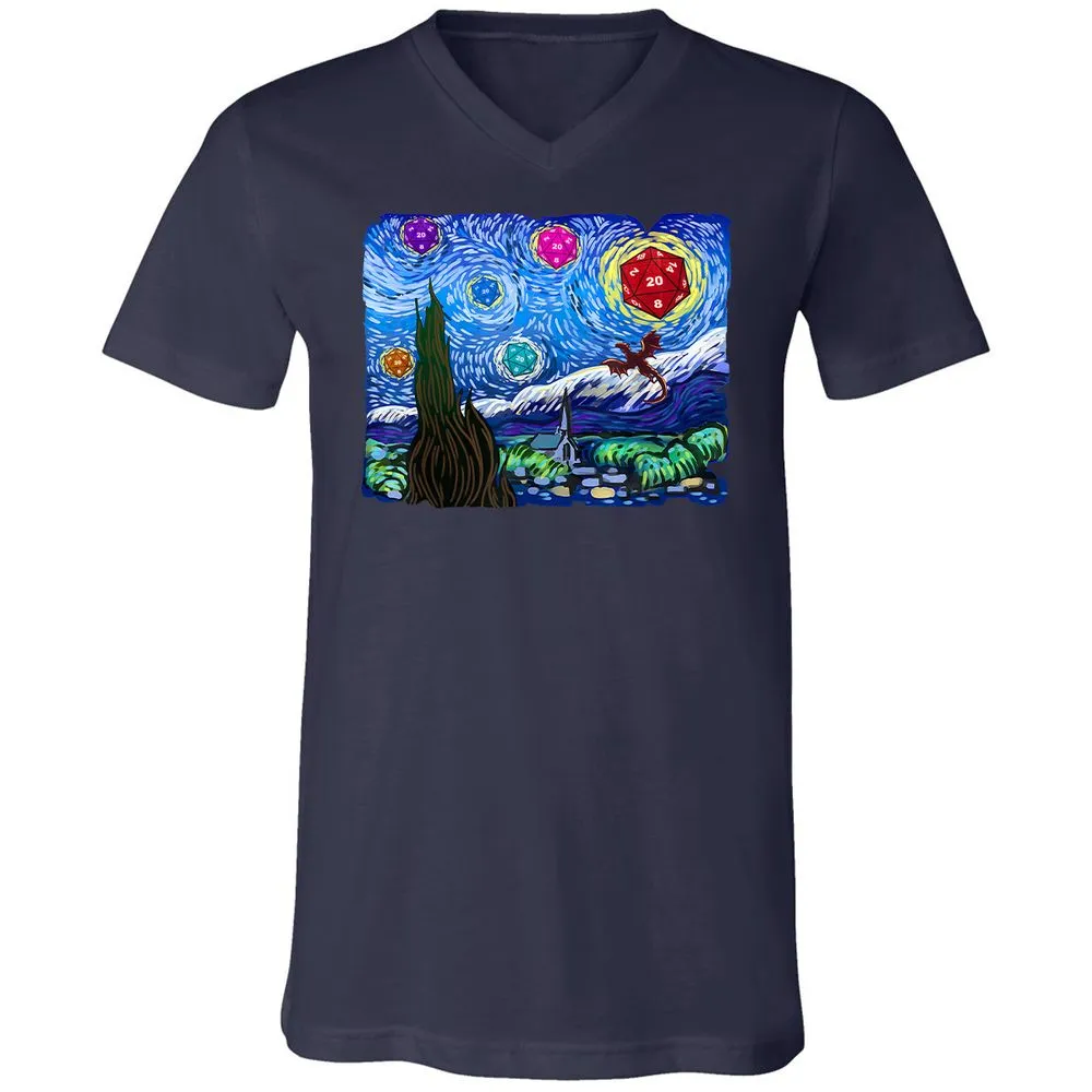 Dragon Starry Night Unisex V-Neck T-Shirt - Navy - 2