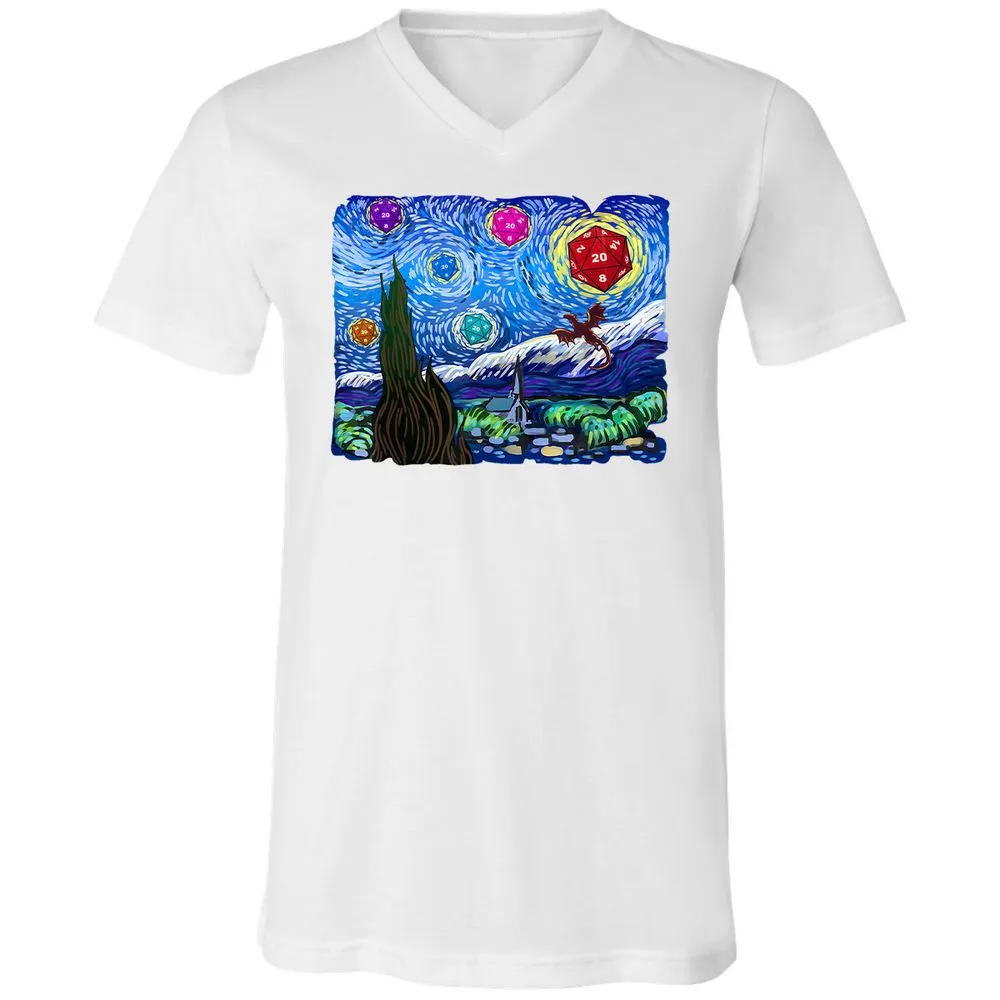 Dragon Starry Night Unisex V-Neck T-Shirt - White - 5