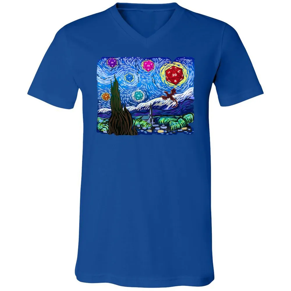 Dragon Starry Night Unisex V-Neck T-Shirt - True Royal - 4