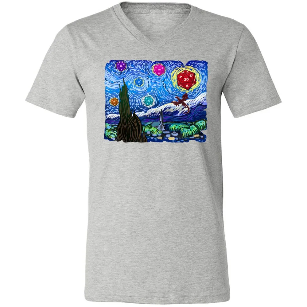 Dragon Starry Night Unisex V-Neck T-Shirt - Athletic Heather - 7
