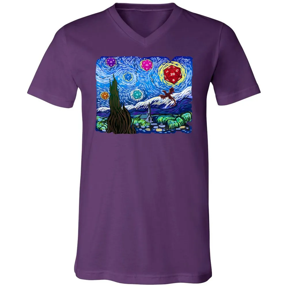 Dragon Starry Night Unisex V-Neck T-Shirt - Team Purple - 9
