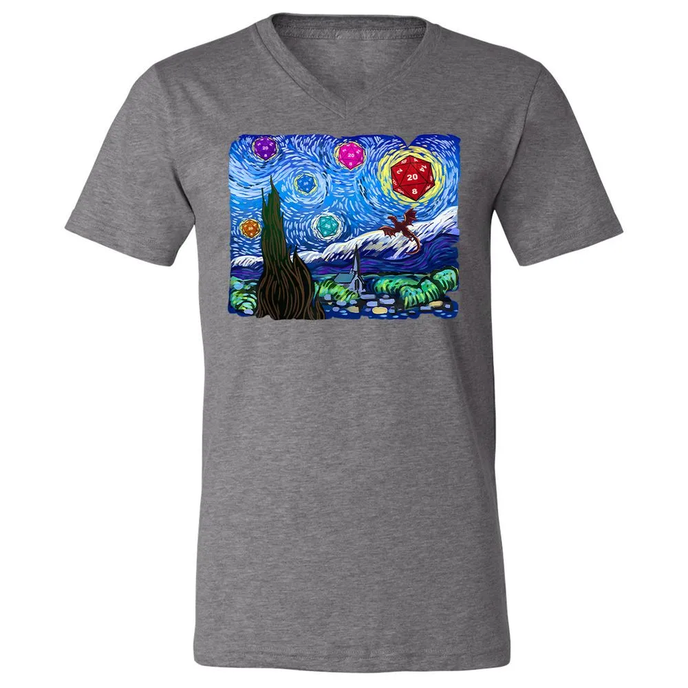 Dragon Starry Night Unisex V-Neck T-Shirt - Deep Heather - 13