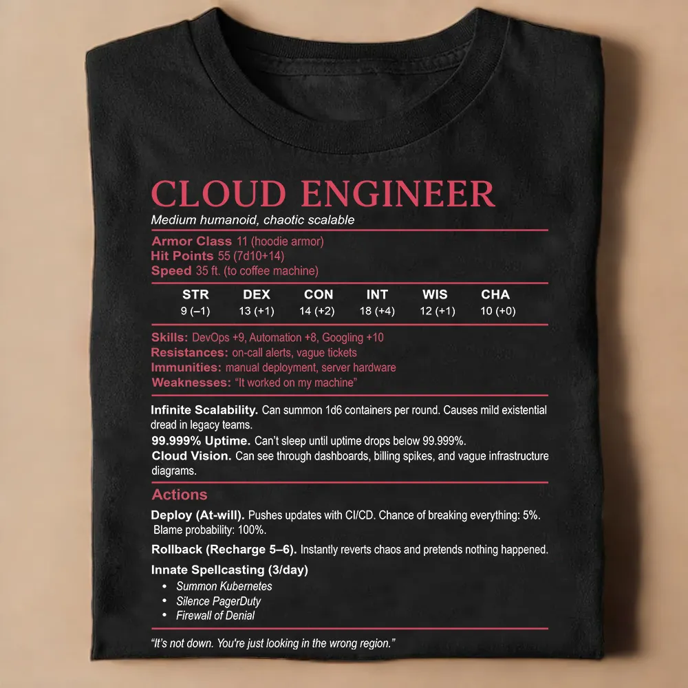 Cloud Engineer Stats Classic Unisex T-Shirt - 1