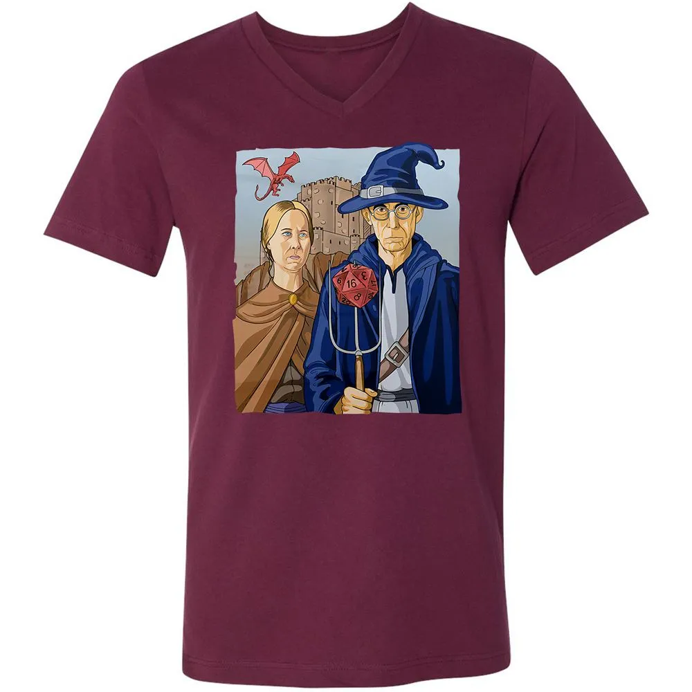 DnD Gothic Unisex V-Neck T-Shirt - Maroon - 6