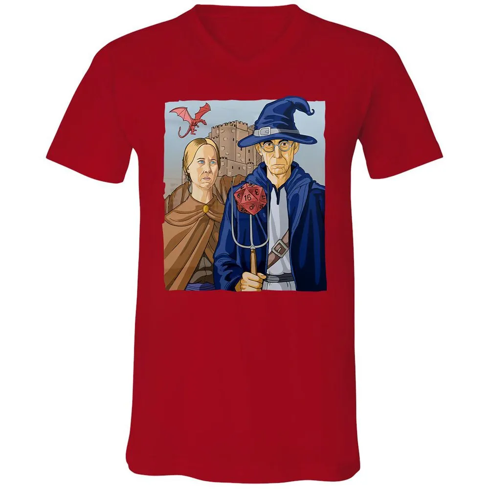DnD Gothic Unisex V-Neck T-Shirt - Red - 3