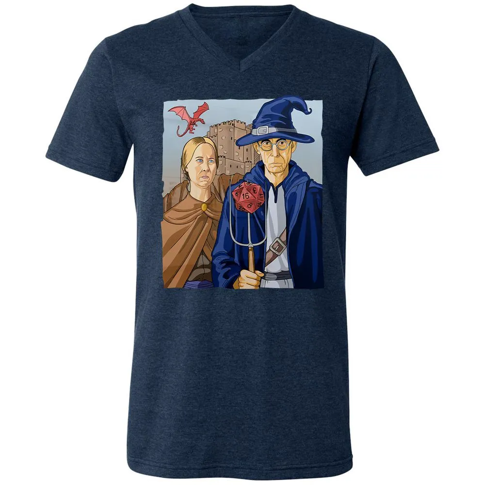 DnD Gothic Unisex V-Neck T-Shirt - Heather Navy - 15