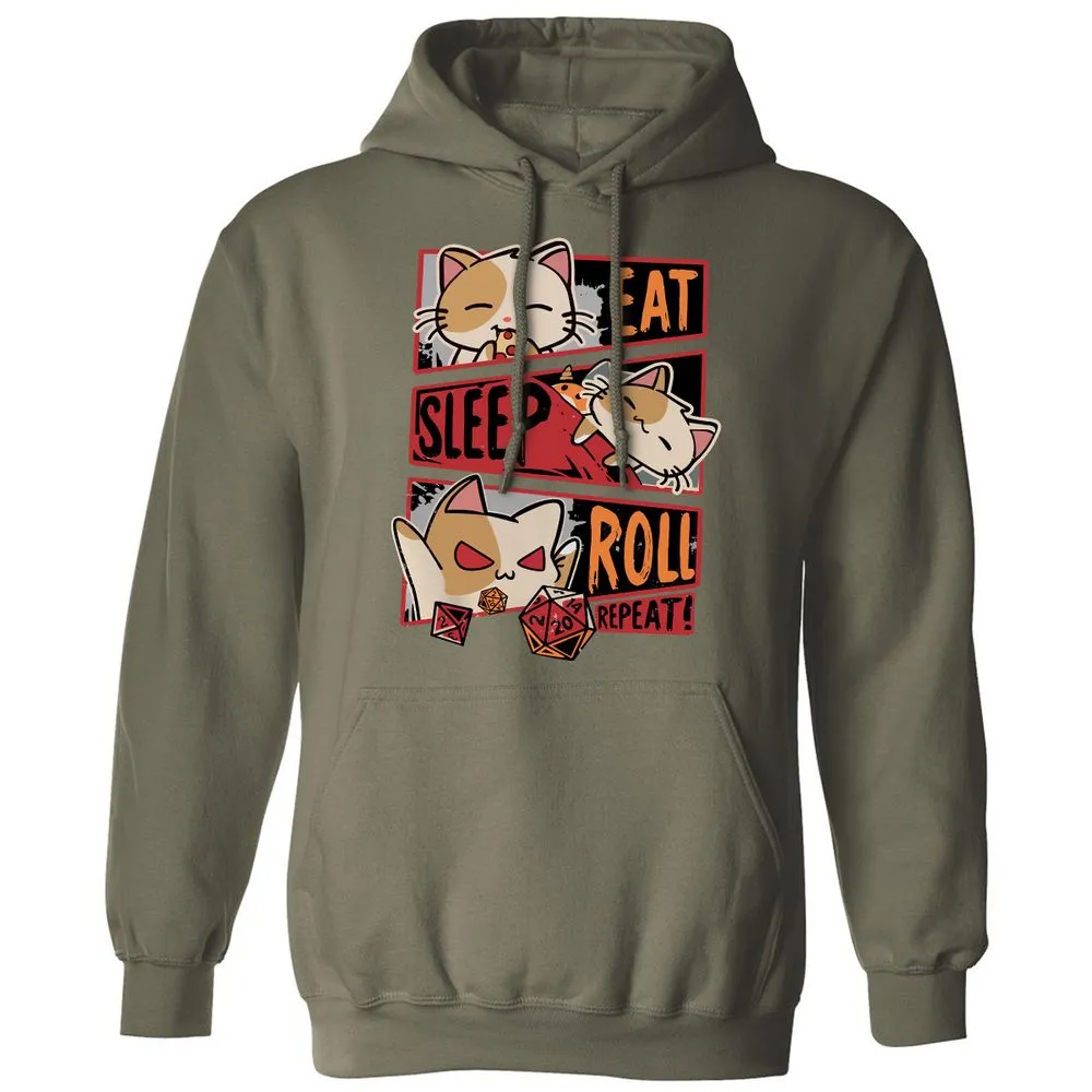 Eat Sleep Roll Repeat Classic Unisex Hoodie - Military Green - 4