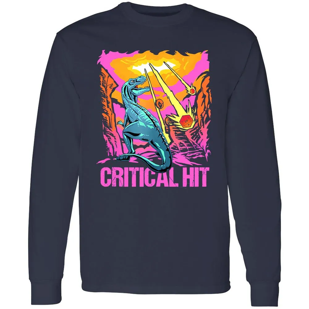 Dinosaur Critical Hit Long Sleeve T-Shirt - Navy - 2