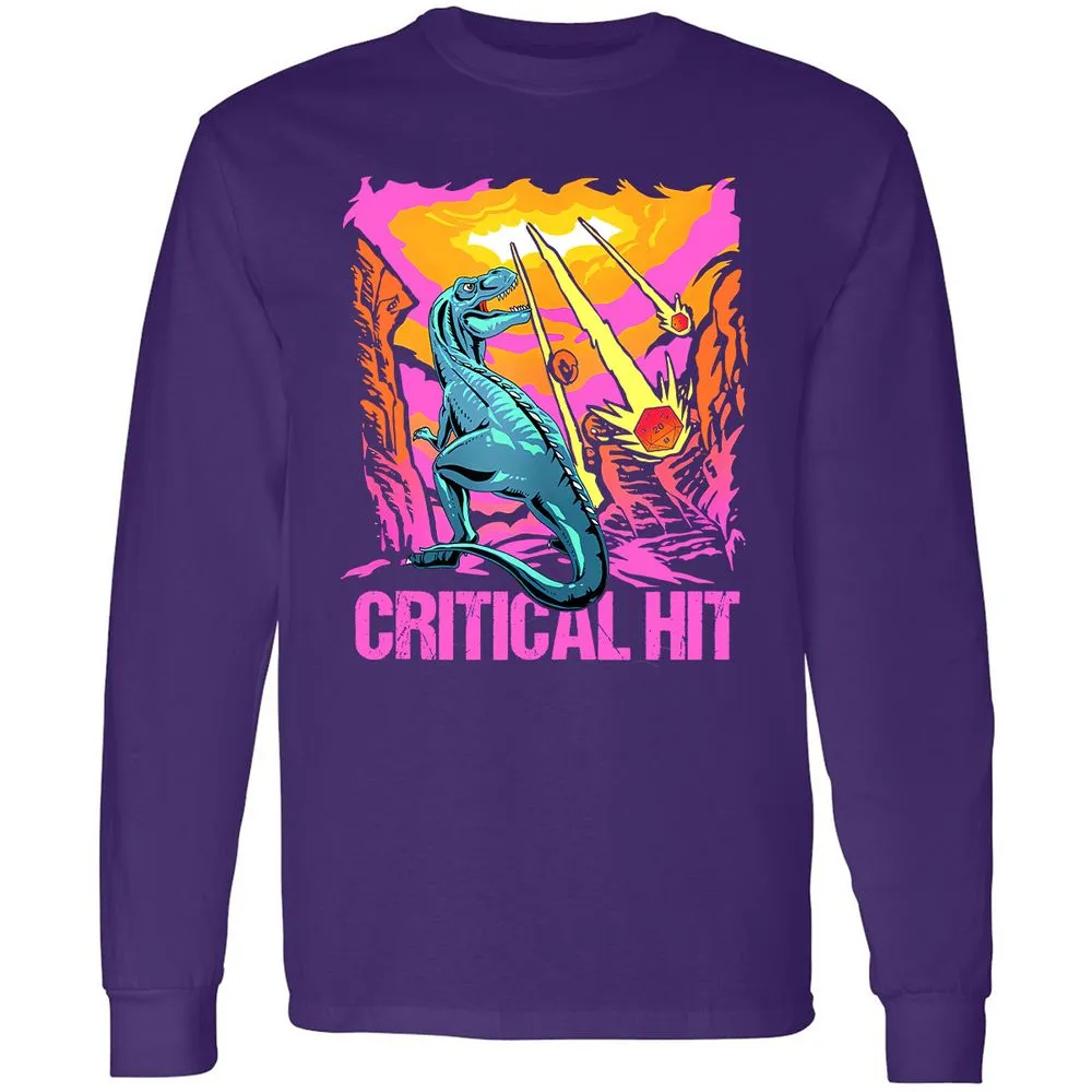 Dinosaur Critical Hit Long Sleeve T-Shirt - Purple - 13