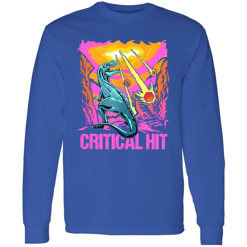 Dinosaur Critical Hit Long Sleeve T-Shirt - Royal - 8