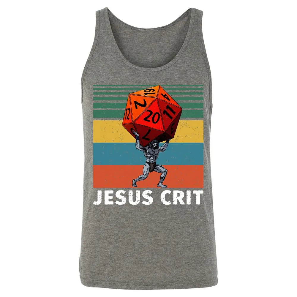Jesus Crit Unisex Jersey Tank - Grey Triblend - 8