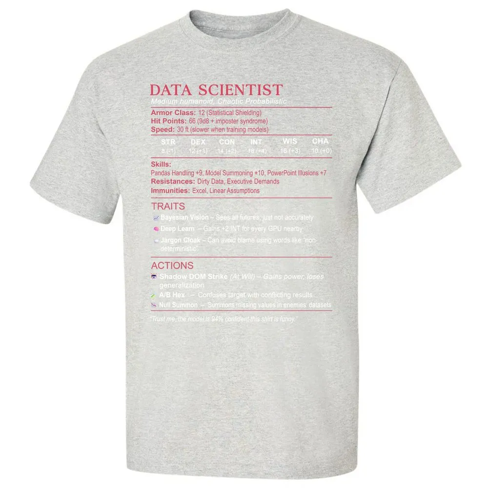 Data Scientist Stats Classic Unisex T-Shirt - Ash - 2