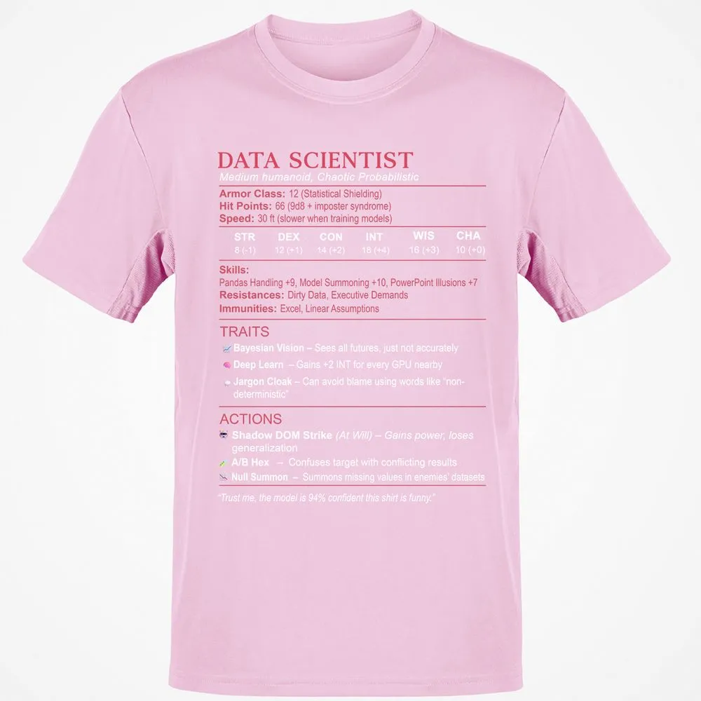 Data Scientist Stats Classic Unisex T-Shirt - Light Pink - 5