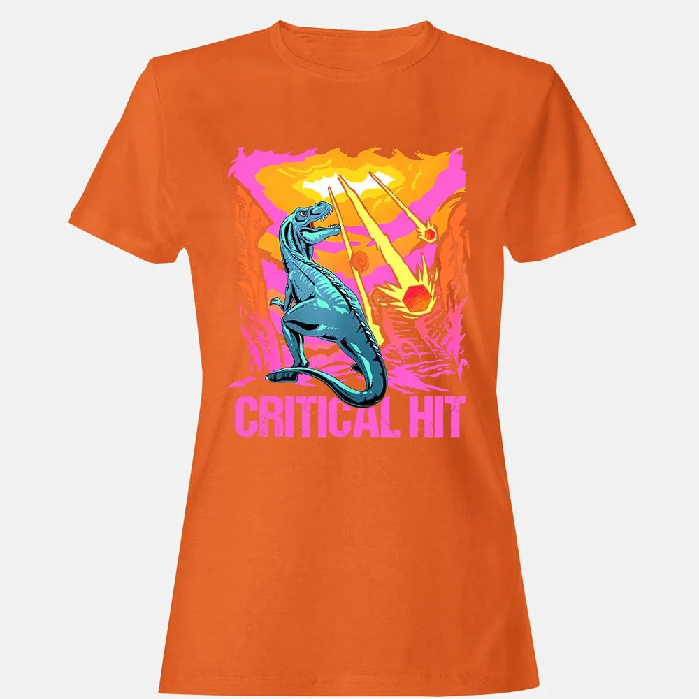 Dinosaur Critical Hit Women's T-Shirt - Orange - 11