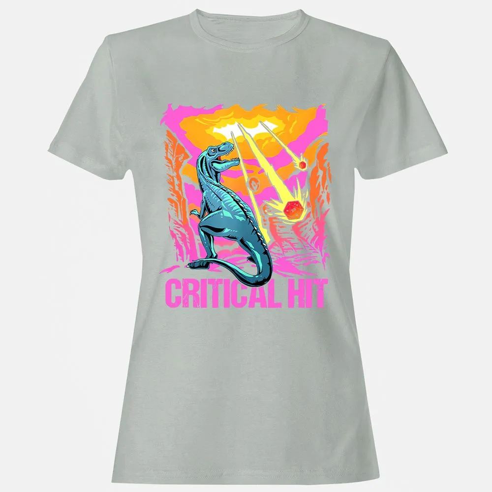 Dinosaur Critical Hit Women's T-Shirt - Ash - 2