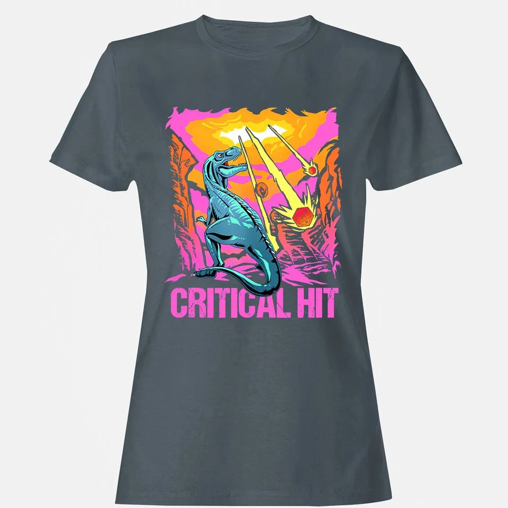 Dinosaur Critical Hit Women's T-Shirt - Charcoal - 3